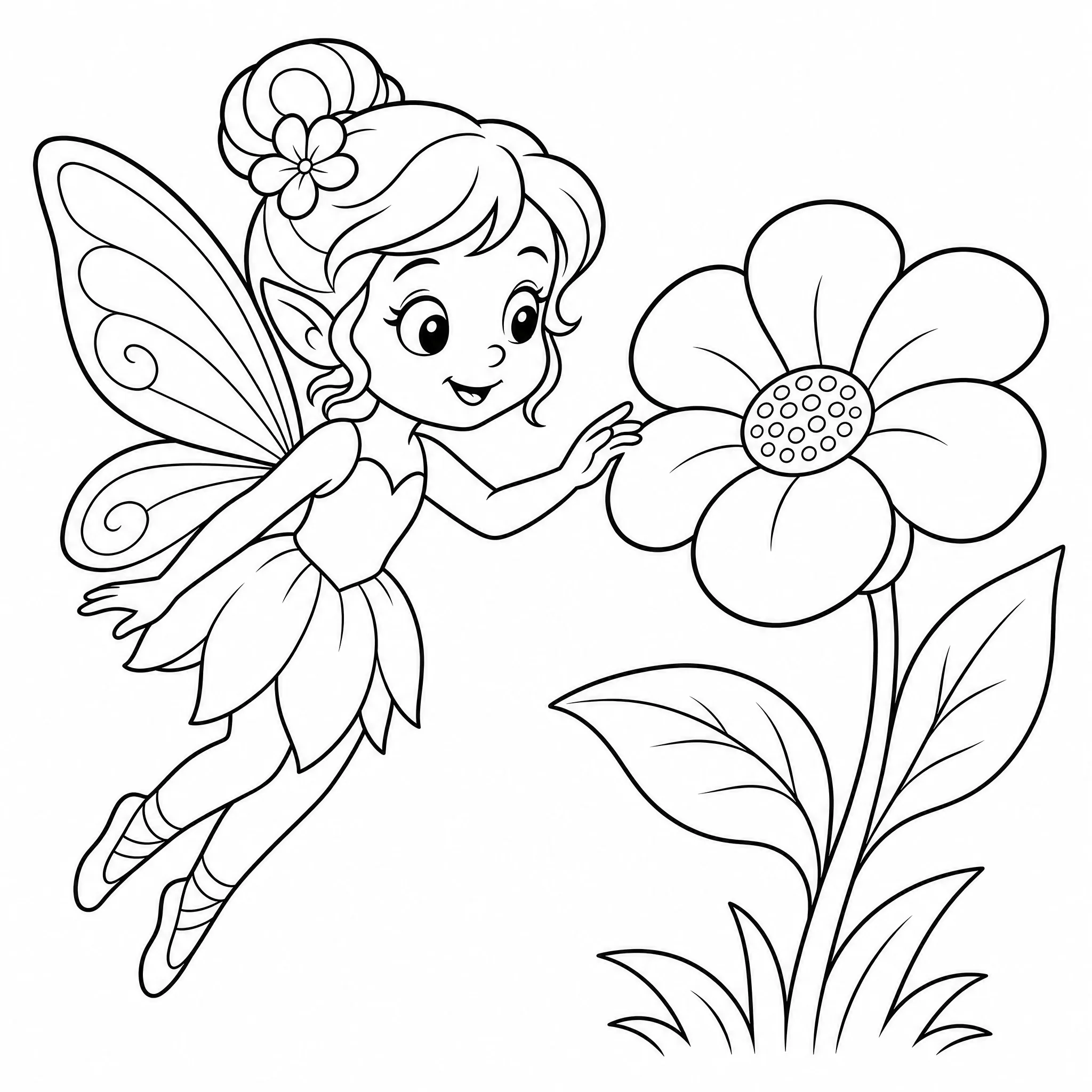 A generated fairy coloring page to color in