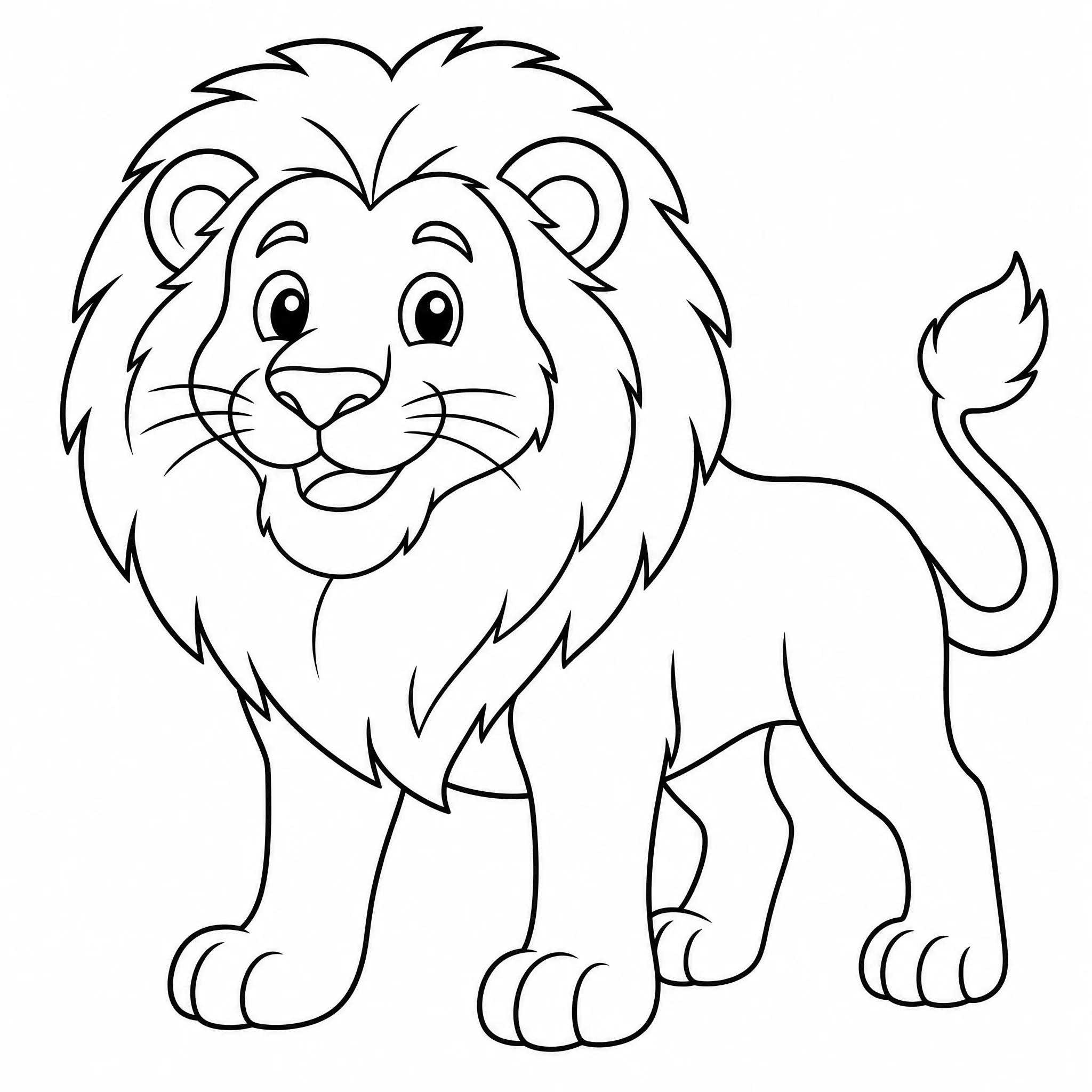 A jungle lion coloring book page with clean outlines