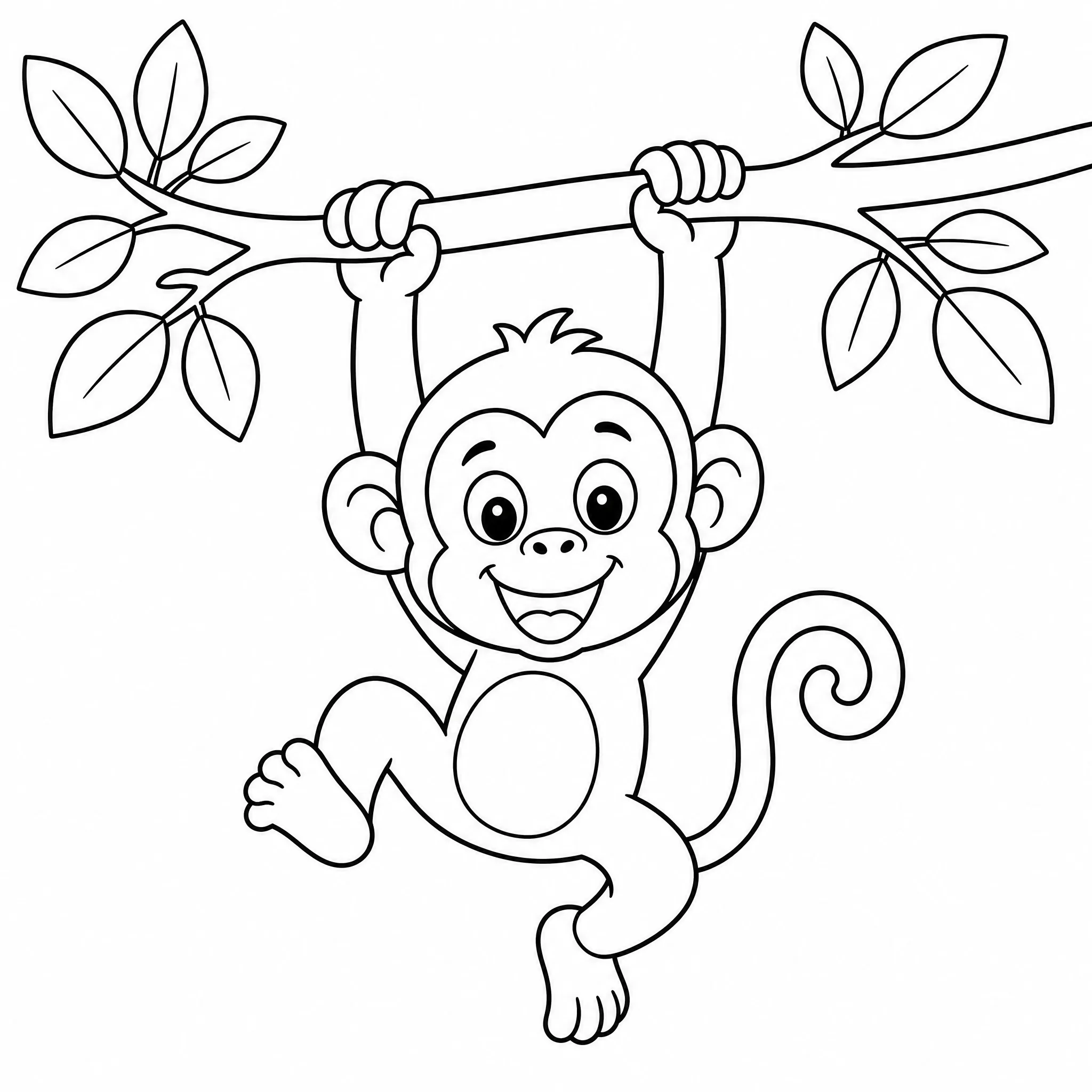 A monkey coloring book page with bold line art