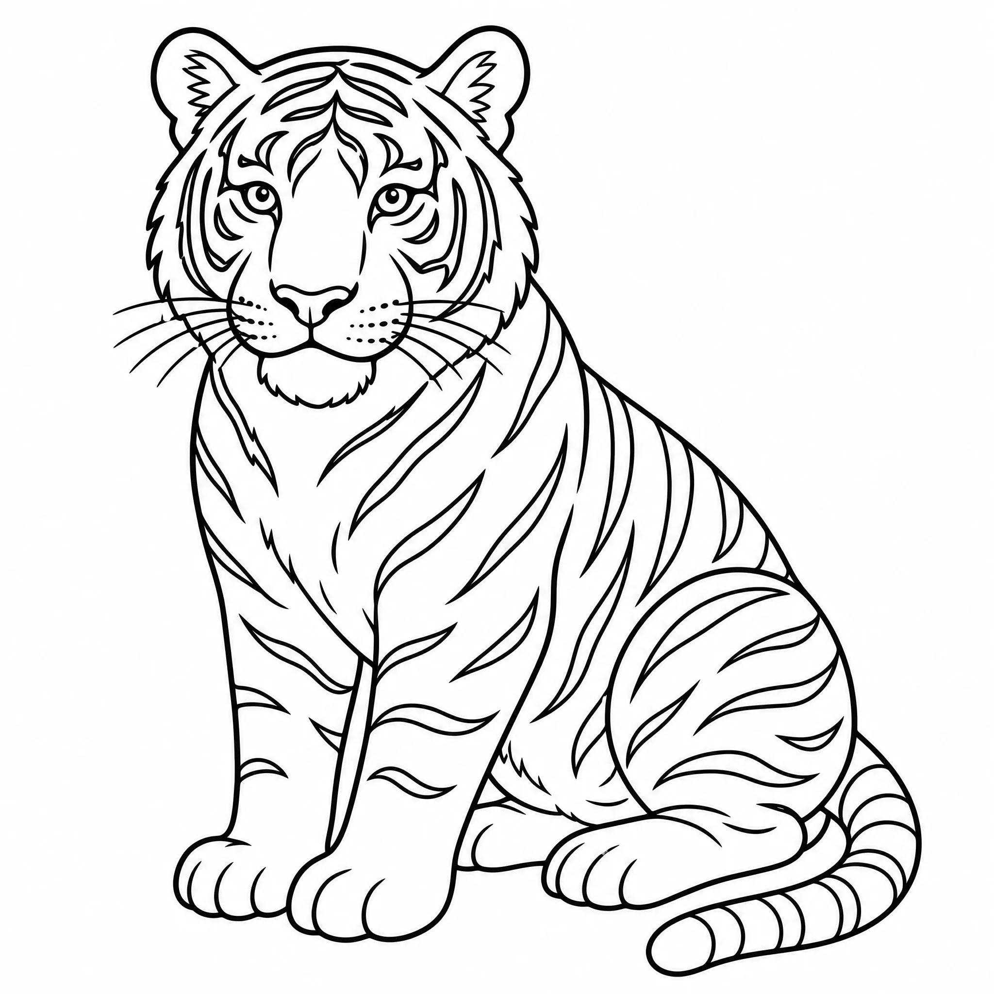 A tiger coloring book page to print and color