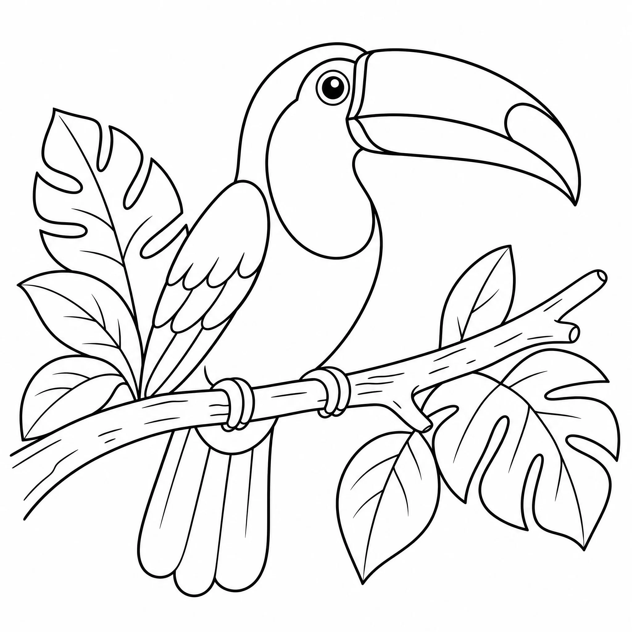 A toucan coloring book page outline