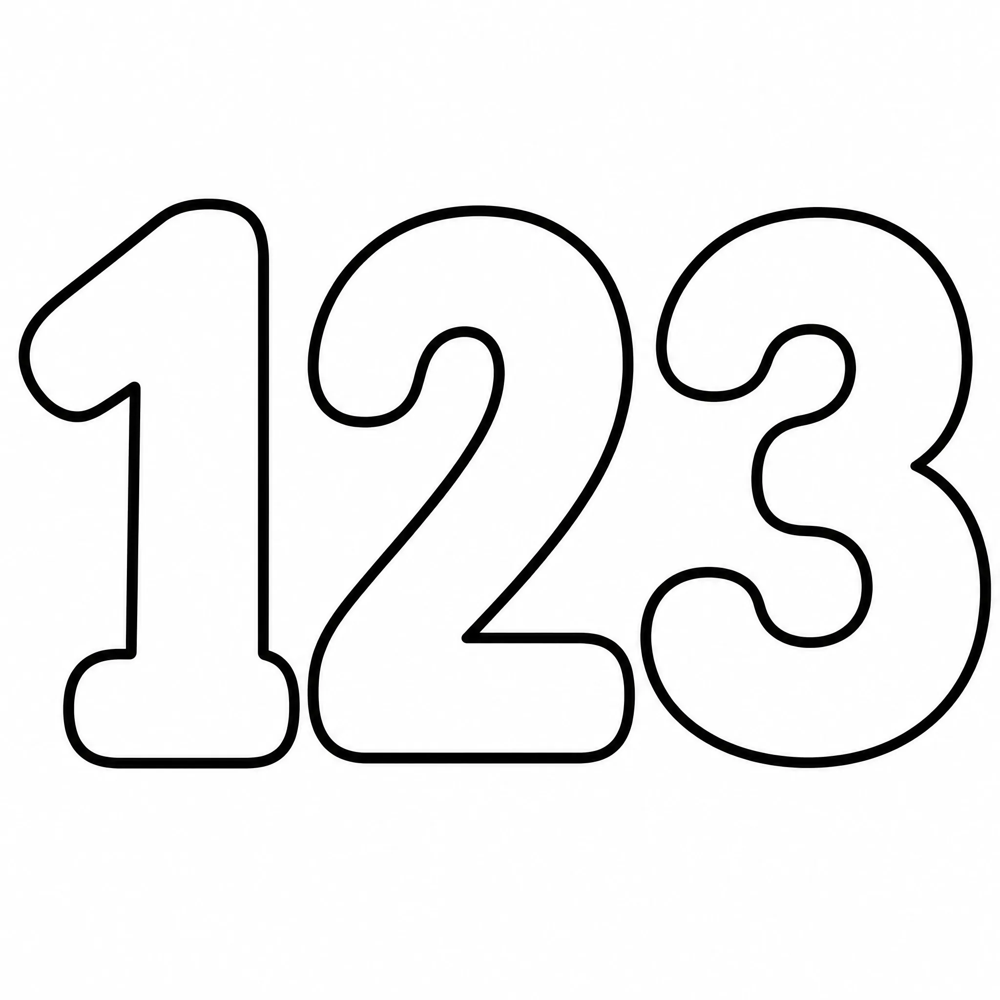 A bubble number coloring page with 1 2 3