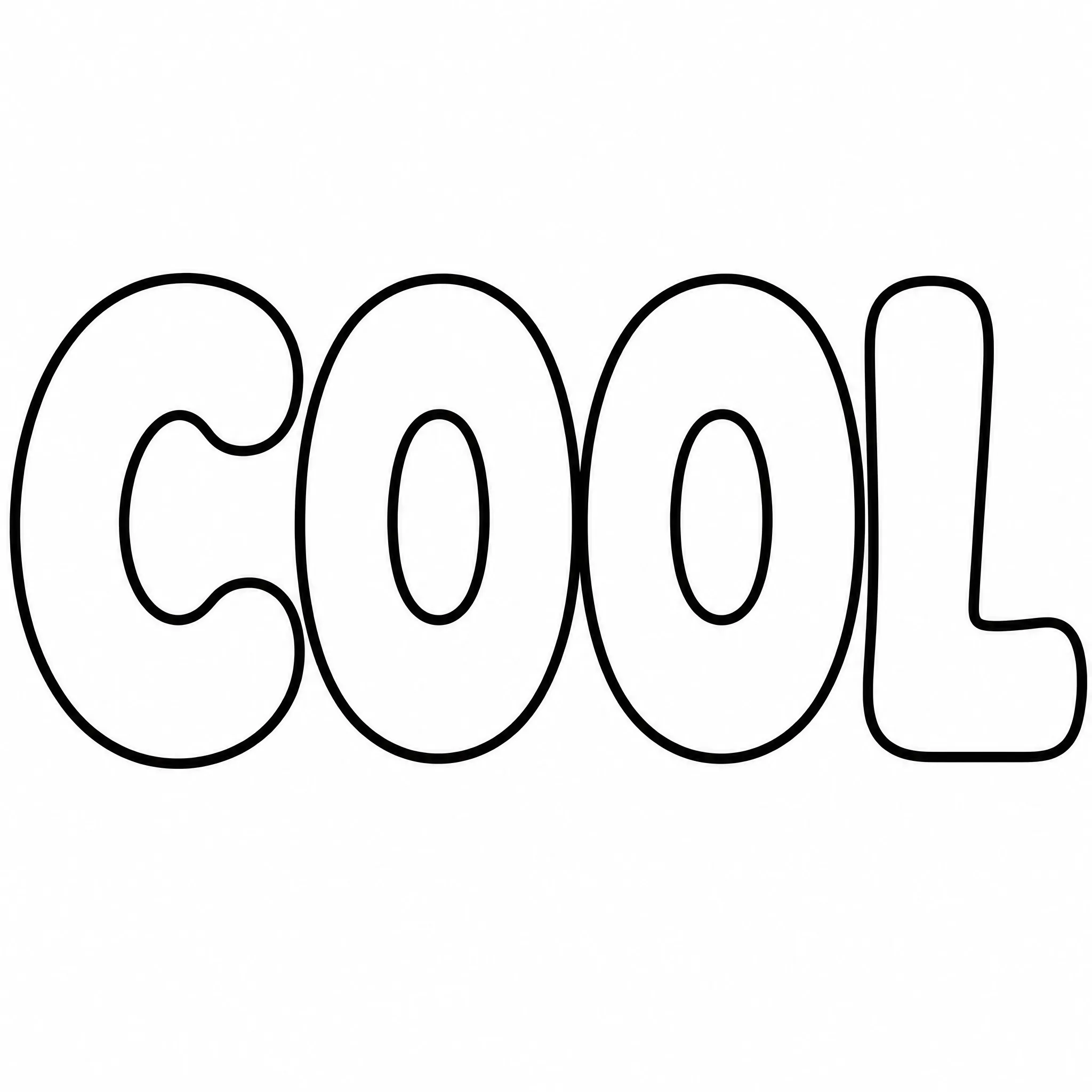 A bubble letter coloring page spelling COOL