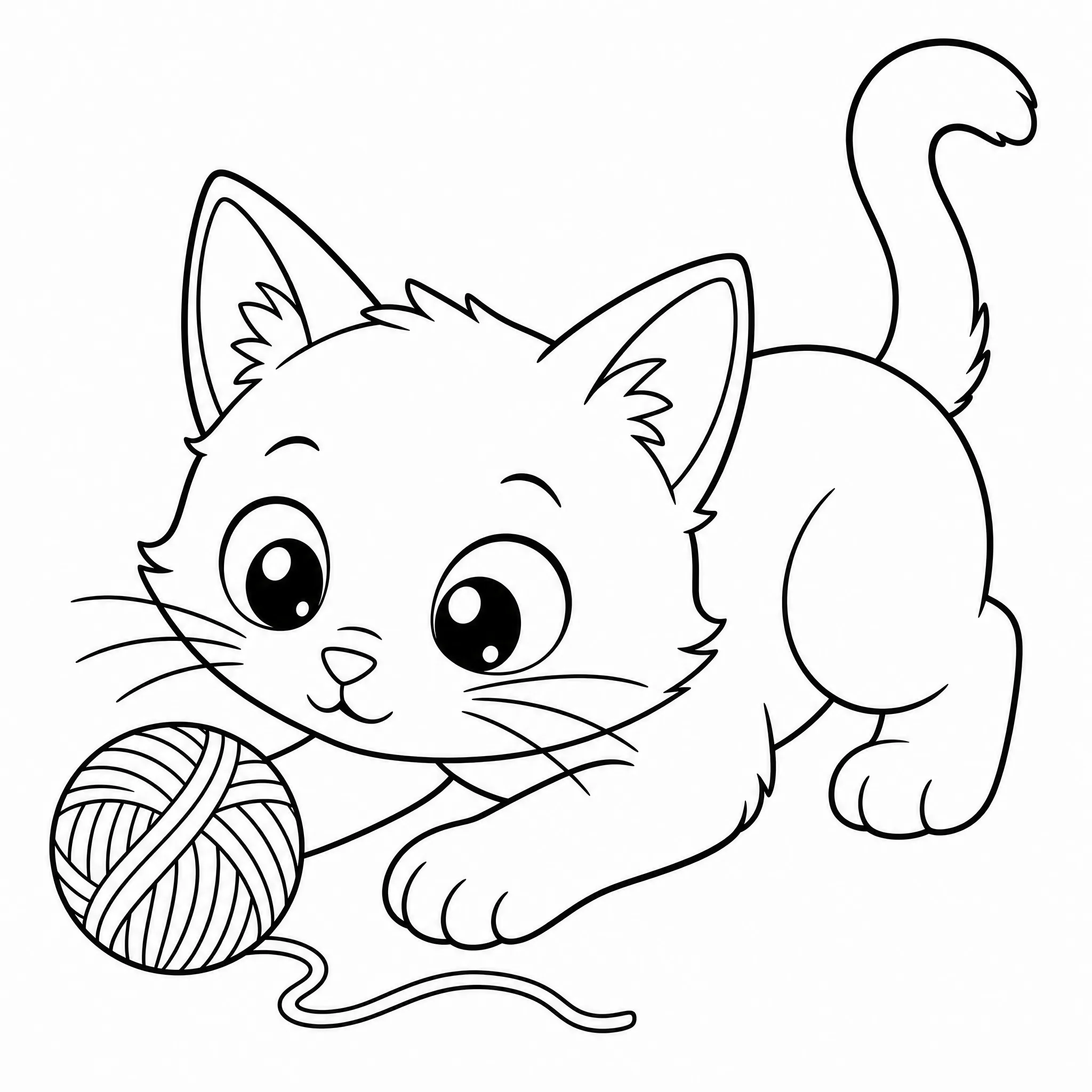A cat picture turned into a black-and-white coloring page