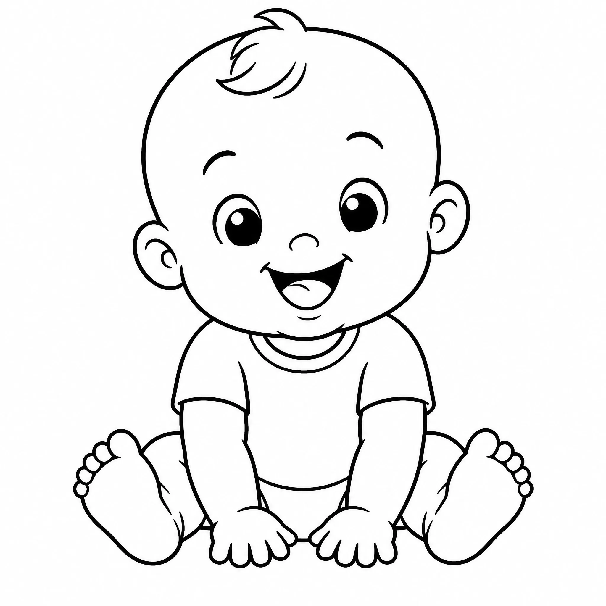 A baby photo converted into a coloring page outline