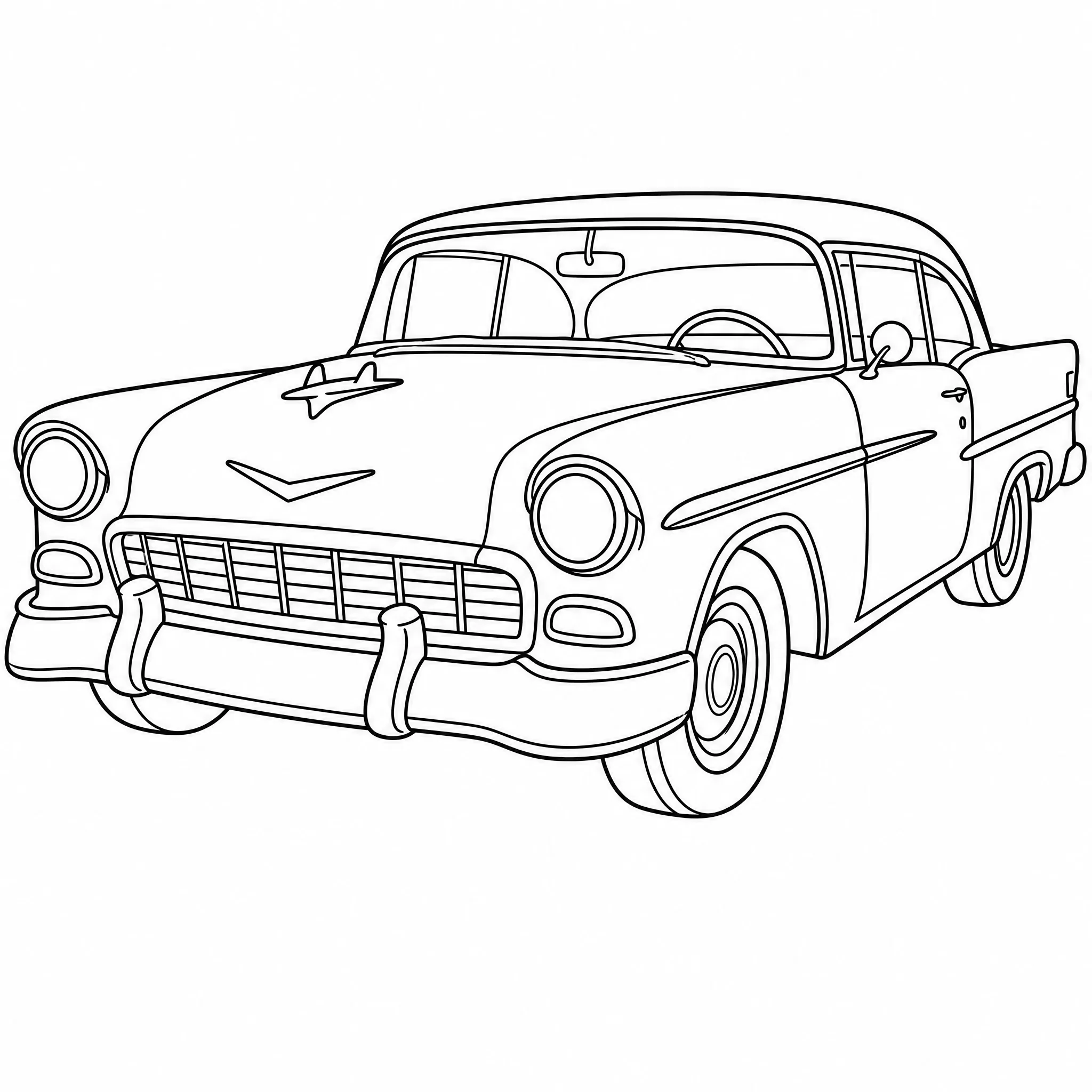 A car photo converted into a printable coloring page