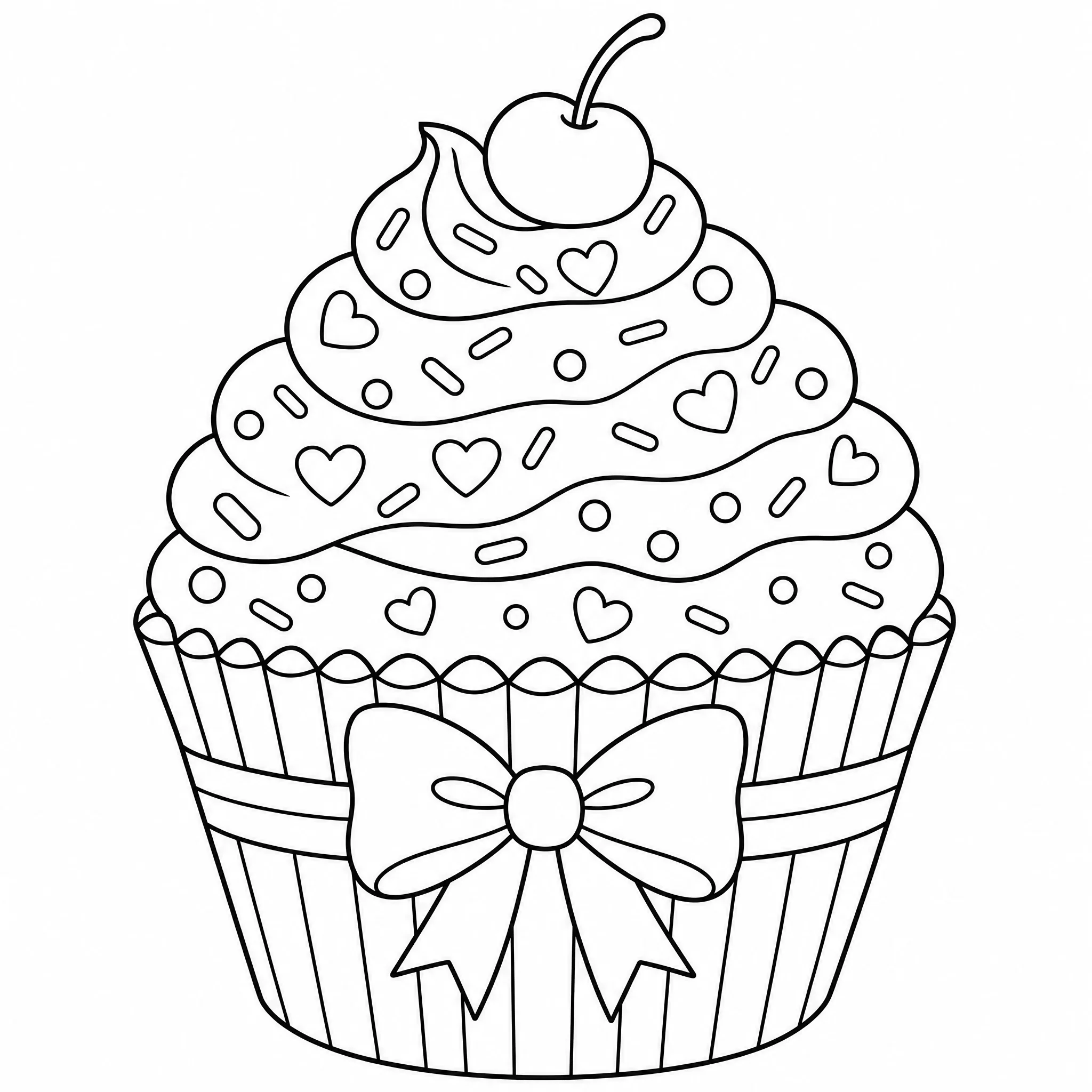 A photo of a cupcake converted into a coloring page