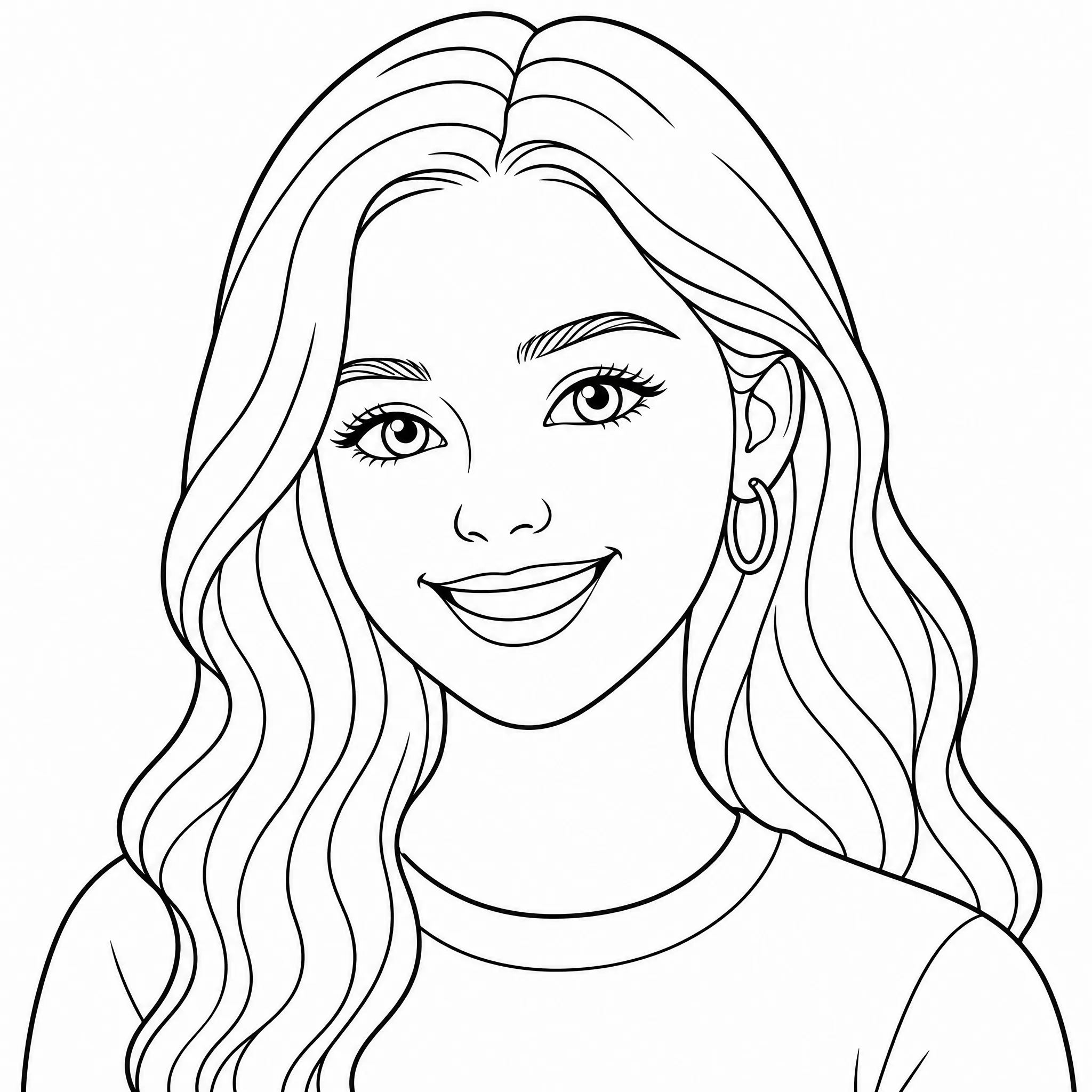 A portrait photo converted into a printable coloring page