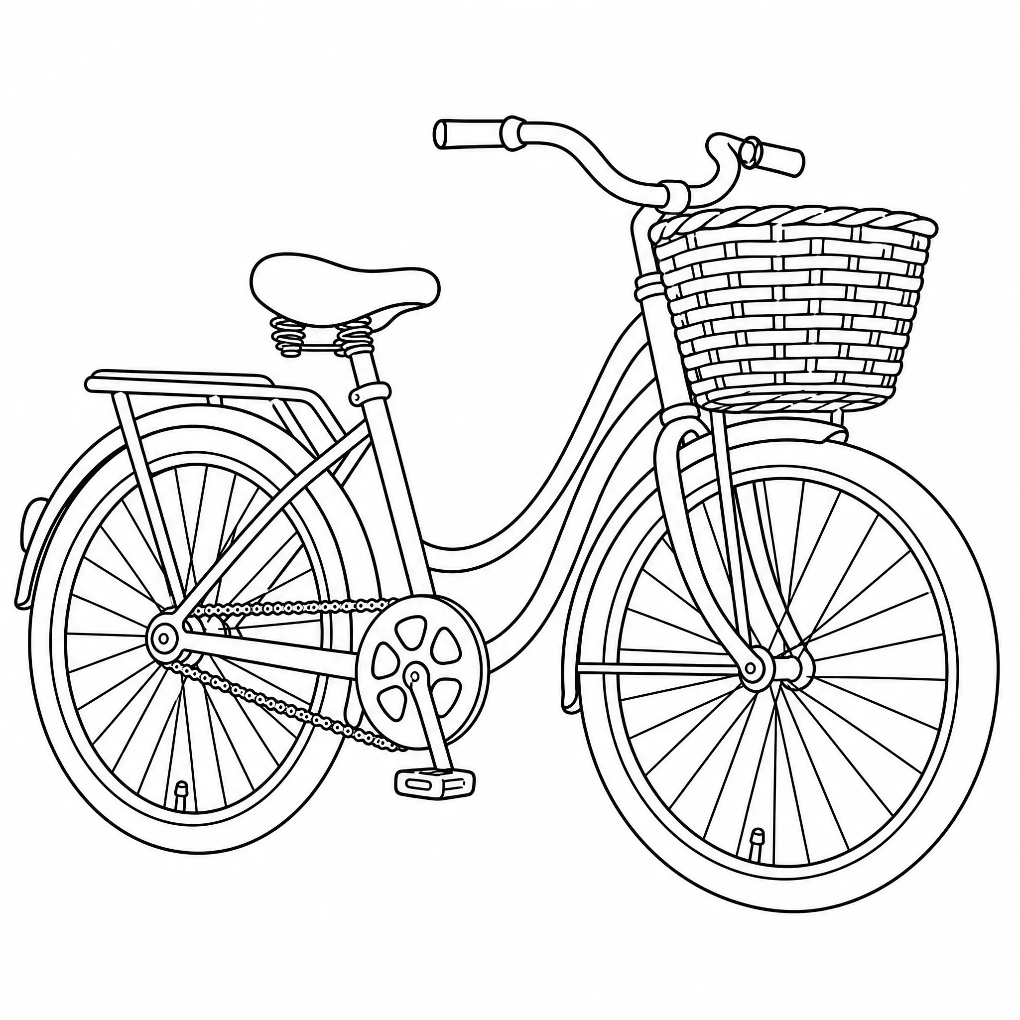 A picture of a bicycle turned into a printable coloring page