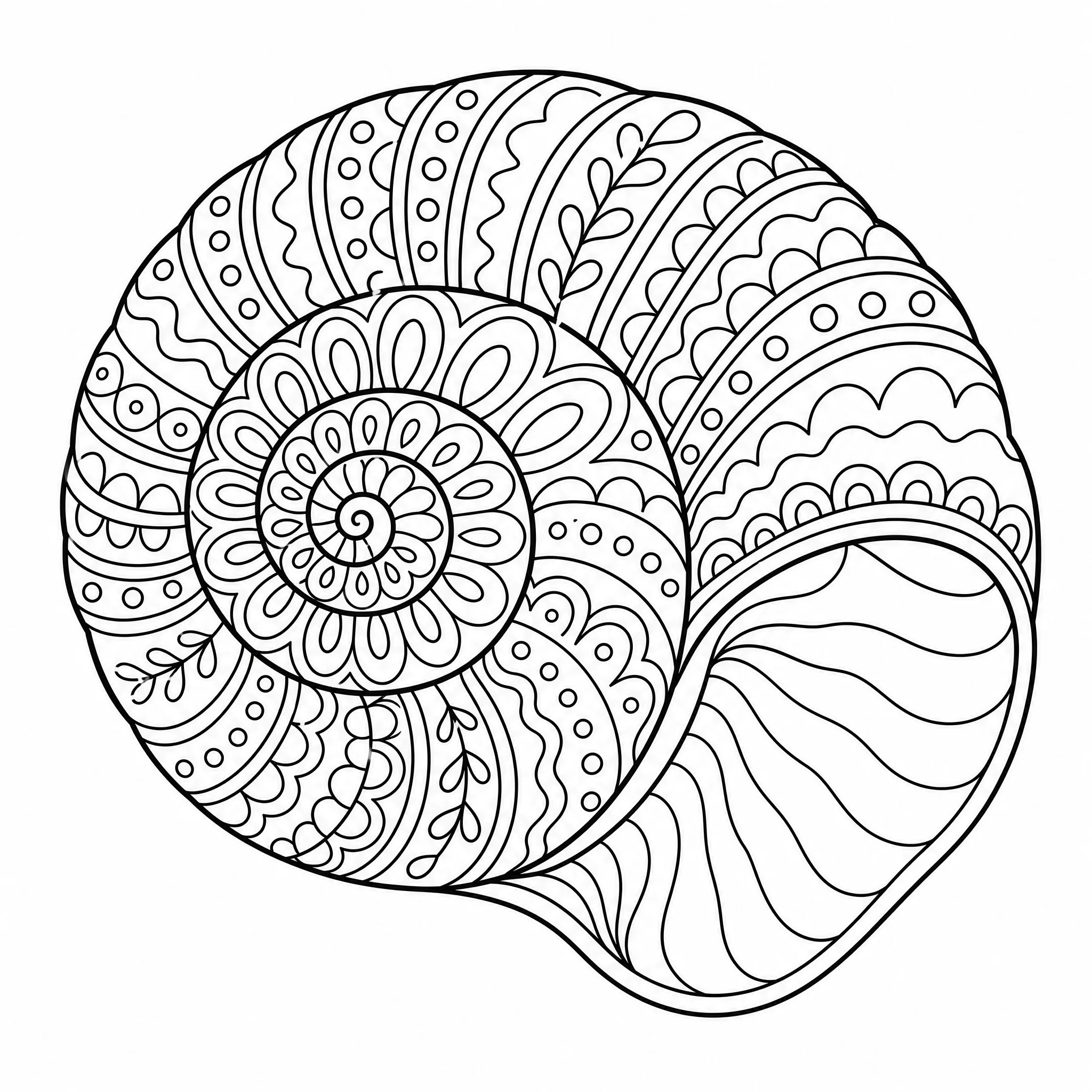 A seashell picture turned into a coloring page to color